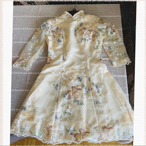 Floral 3/4-Sleeve A-line Cocktail Dress - Picture 7 of 9